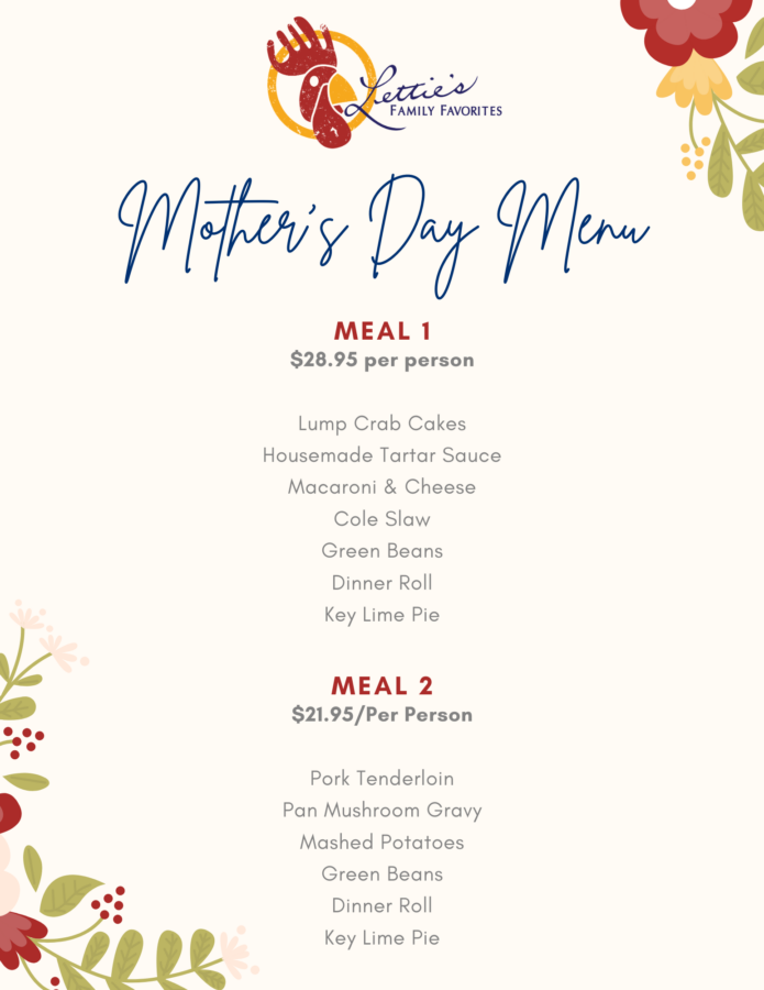 Mothers Day Menu 2021 for Letties Kitchen