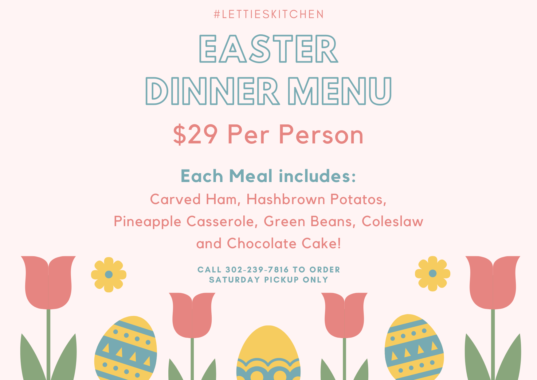 letties kitchen easter catering menu 2023